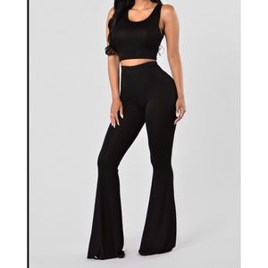 NWT Black Crop Top & Pants Matching Set